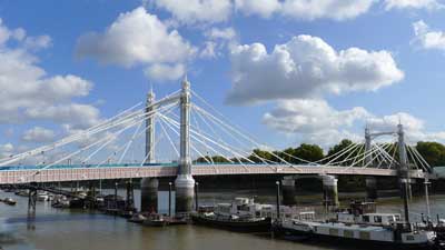 Albert Bridge with most scaffolding removed Albert Bridge with most scaffolding removed