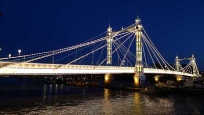 Testing the lights on Albert Bridge Testing the lights on Albert Bridge