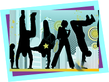 shodows of five people dancing shodows of five people dancing