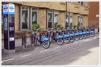 A cycle hire docking station