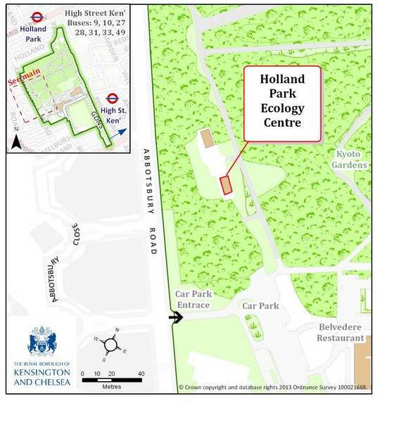 New Ecology Centre Map New Ecology Centre Map. High Street Ken Buses: 9, 10, 27, 28, 31, 33, 49. Use the car park entrance on Abbotsbury Road and turn left to find the centre.