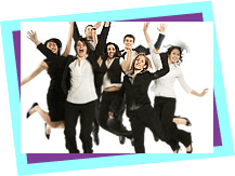 A group of people jumping in celebration