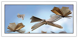 Image of flying books