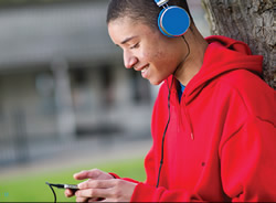 A boy with headphones
