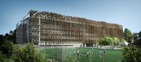 Back view of new school Back view of new school