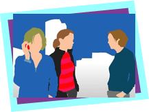 Illustration of 3 young people talking