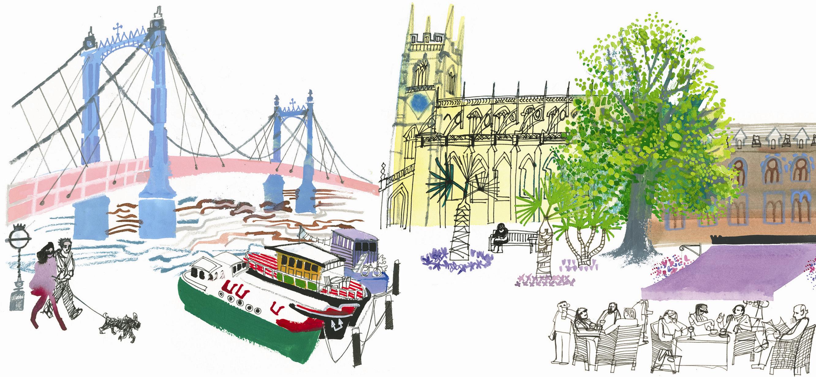 Drawing of Albert Bridge and St. Luke's Church Drawing of Albert Bridge and St. Luke's Church
