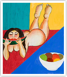 Inner Tranquility, naked woman eating watermelon Inner Tranquility, naked woman eating watermelon