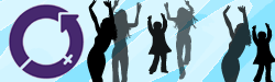 International Women's Day symbol and silhouettes of women