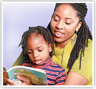 Mother and child reading