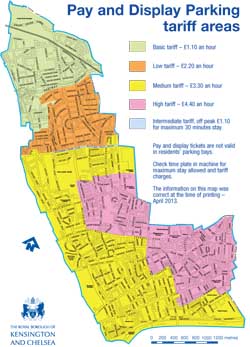 Pay and Display parking tariff map