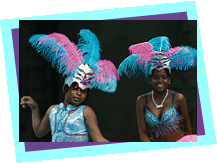 Two girls in carnival costumes
