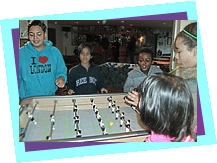 members playing table football