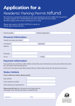 Resident parking permit refund form