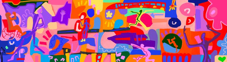 multi-coloured collage