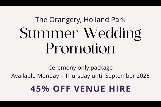 Summer Wedding Promotion - 40% off venue hire