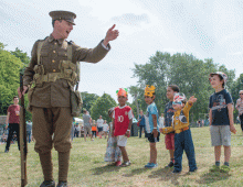 Man dressed in war outfit