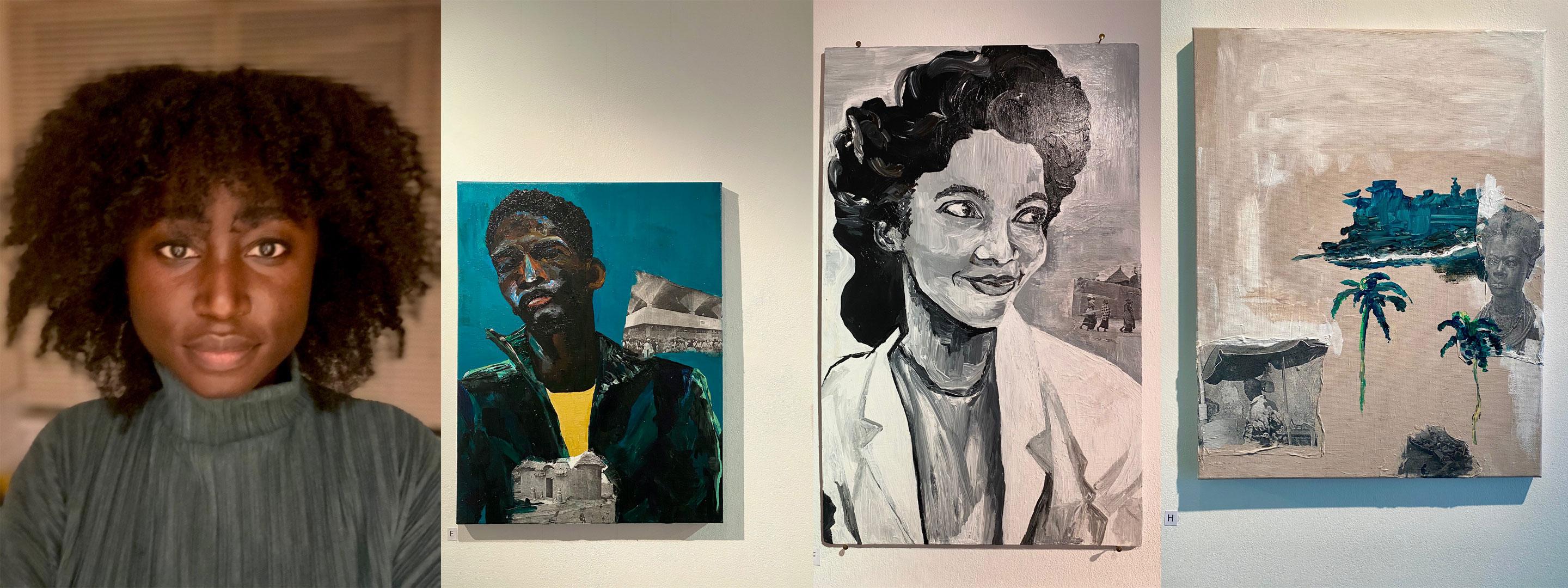 Collection of images of women a painting and a book