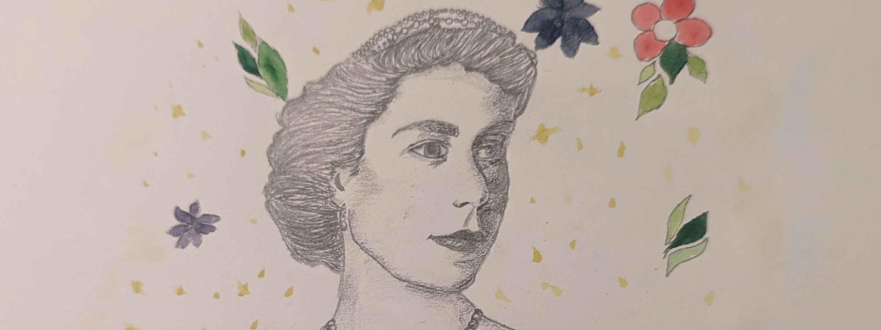 pencil drawing of Elizabeth II