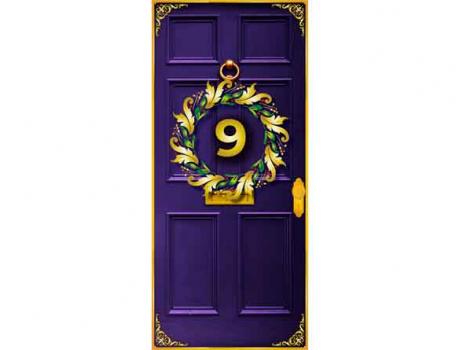 Christmas door with wreath