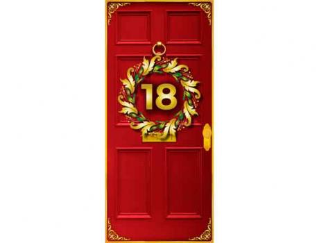 Christmas door with wreath