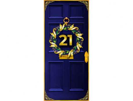 Christmas door with wreath