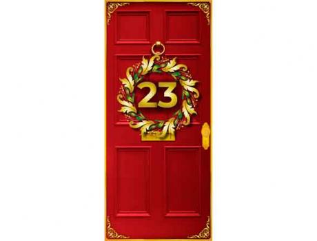 Christmas door with wreath