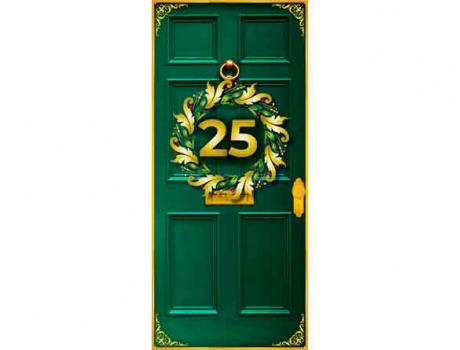 Christmas door with wreath