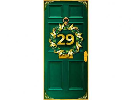 Christmas door with wreath