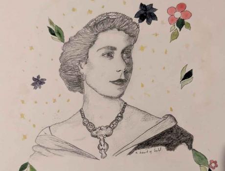 pencil drawing of Elizabeth II 