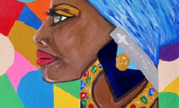 Painting of woman wearing head wear