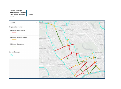 Royal Borough of Kensington & Chelsea Lane Rental Map