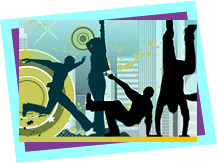 outline of four people dancing outline of four people dancing
