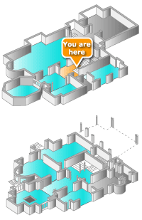 floor plan. Click on rooms to navigate