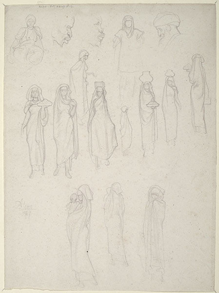Studies of Male and Female Figures and Male Heads