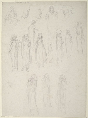 Studies of Male and Female Figures and Male Heads