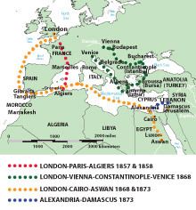 1882, Empires & Leighton's Travels, Map. Click map to enlarge