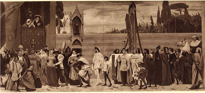'Cimabue's Celebrated Madonna is Carried in Procession through the Streets of Florence; in front of the Madonna, and crowned with laurels, walks Cimabue himself, with his pupil Giotto; behind it Arnolfo Di Lapo, Gaddo Gaddi, Andrea Tafi, Niccola Pisa