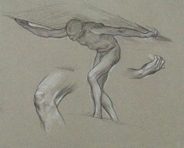 Study for an Illustration for 'Dalziel's Bible Gallery': 'Samson Carrying the Gates', Samson