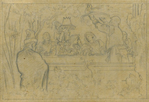 Study for an Illustration for 'Romola': 'A Supper in the Rucellai Gardens'