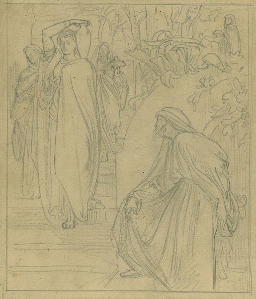 Study for an Illustration for 'Dalziel's Bible Gallery': 'Eliezer and Rebekah'