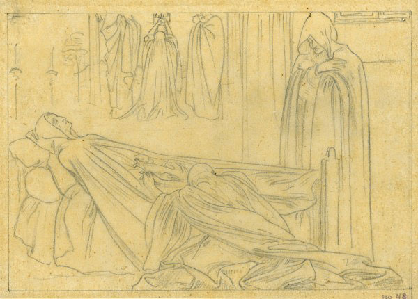 Study for an Illustration for 'Romola': 'The Dying Message', Composition