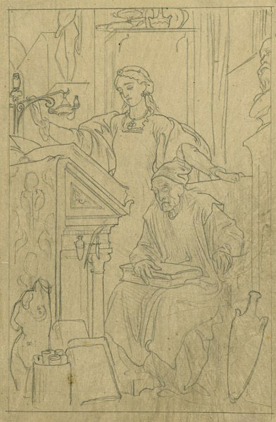 Study for an Illustration for 'Romola': 'The Blind Scholar and his Daughter'