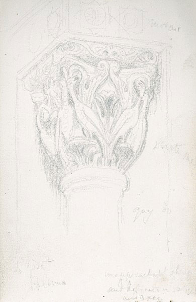 Study of a Carved Capital at La Zisa, Palermo