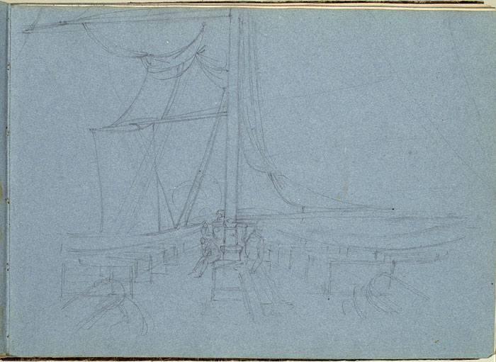 View of the Deck of a Ship with Male Figures