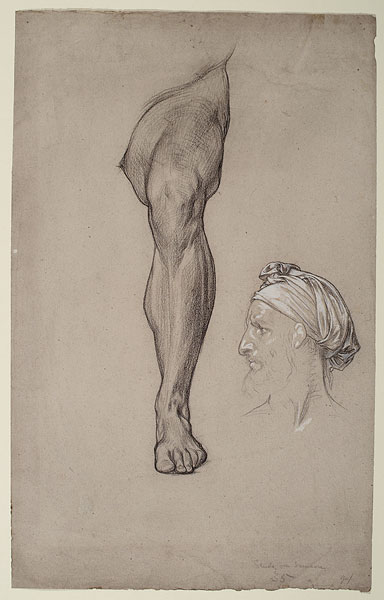 Study for 'Samson and Delilah': Leg of Samson, Male Head