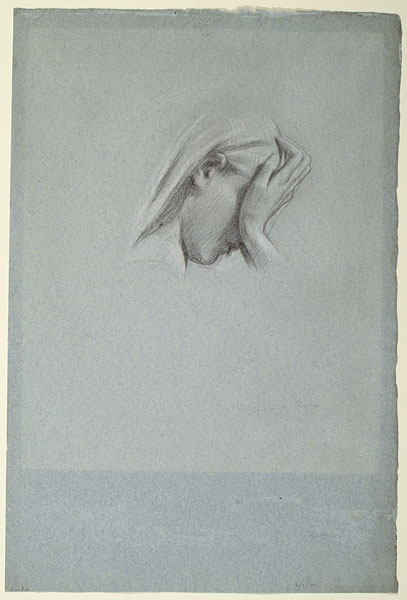 Study for 'The Wise and Foolish Virgins': Female Head and Hands
