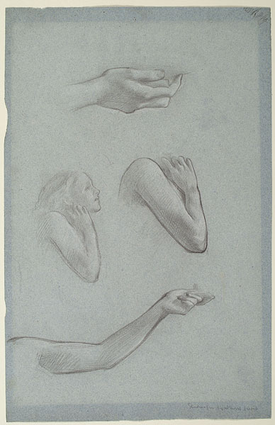 Study for 'The Wise and Foolish Virgins': Female Figure, Female Arms, Female Hand