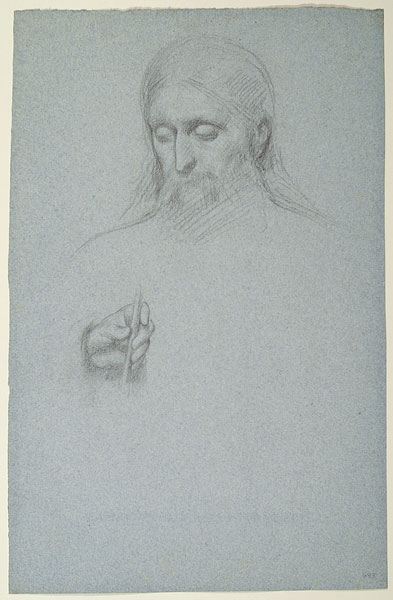 Study for 'The Wise and Foolish Virgins': Head of Christ, Hand of Christ