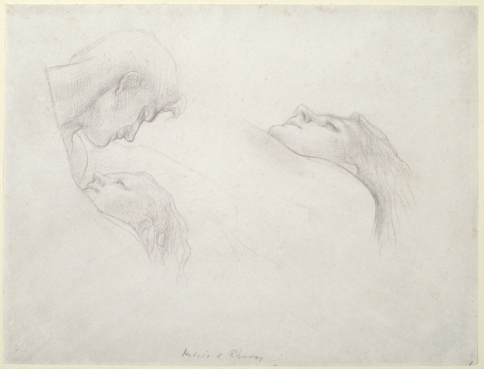 Study for 'Helios and Rhodos': Heads of Helios and Rhodos